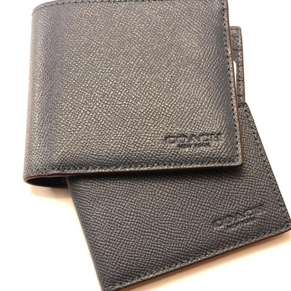 Dark Blue Denim Duel Coach Wallet